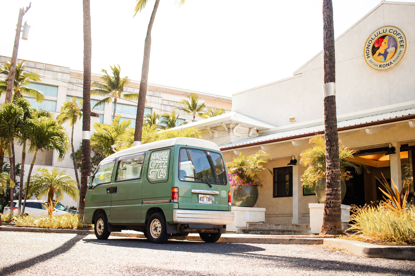Sue Brew Van in front of the Honolulu Coffee Experience Center