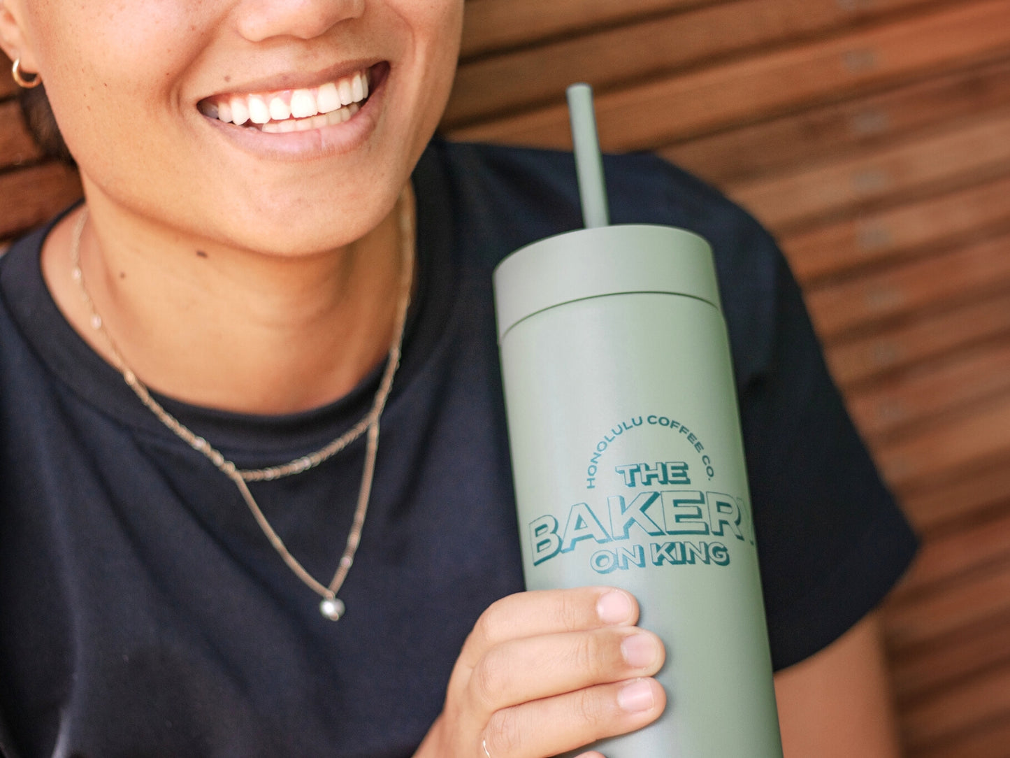 Bakery on King 20oz cold cup with straw