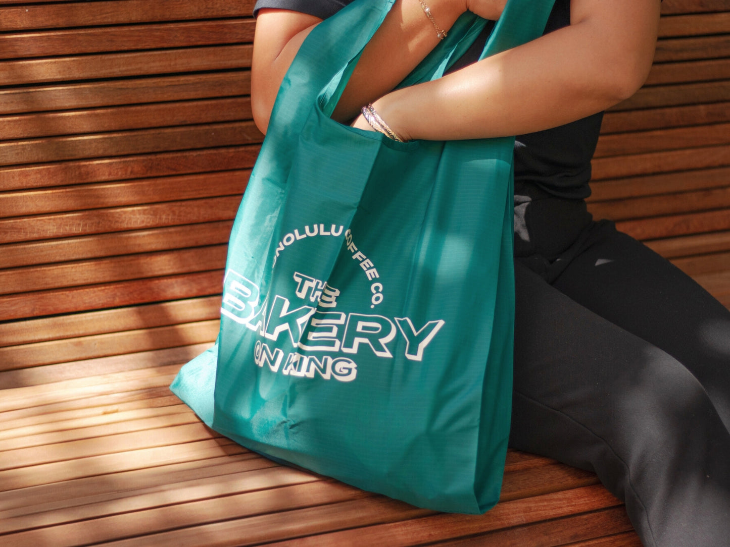 Front design of Bakery on King Baggu tote