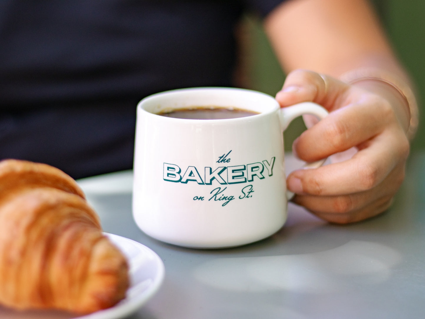 "Bakery on King St." design on crescent mug