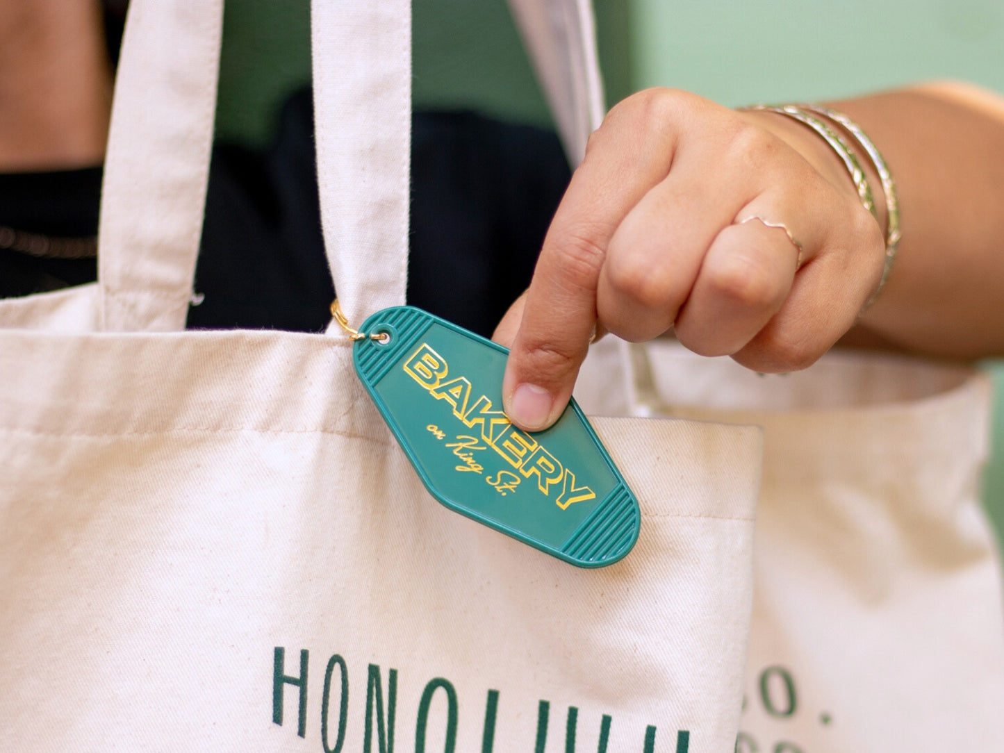 Bakery on King St. on vintage style keychain