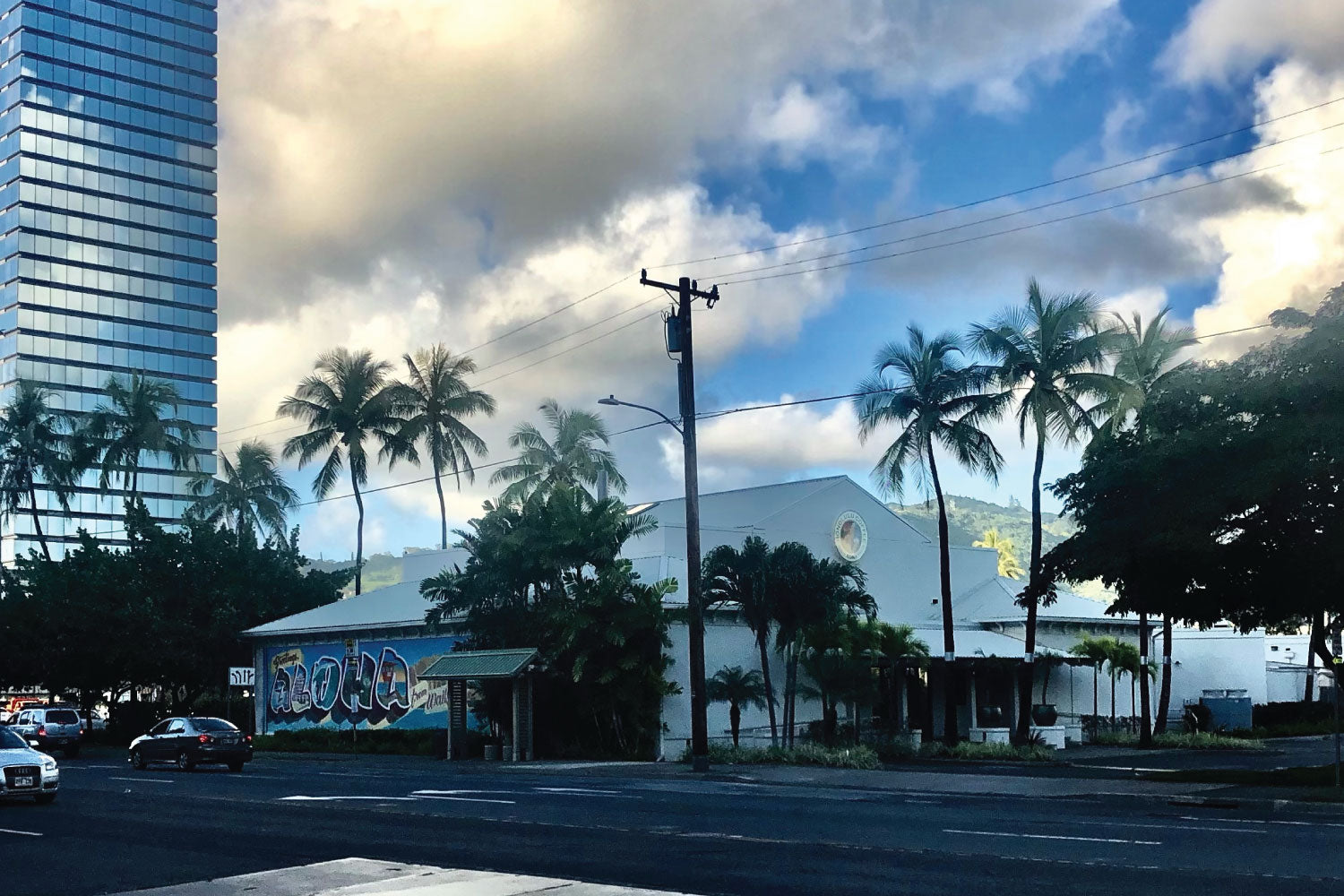 Blue sky and clouds over our Experience Center cafe in Honolulu, Hawaii