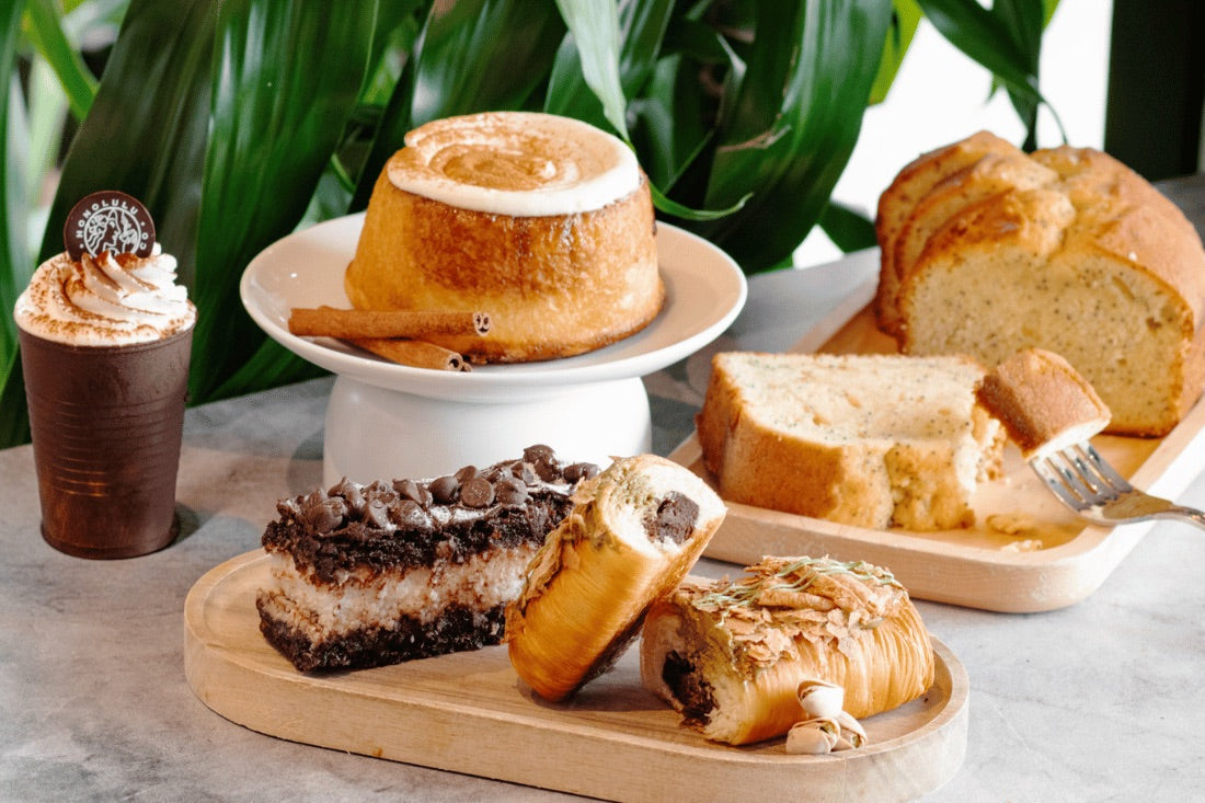 Various pastries and desserts from Honolulu Coffee's spring menu