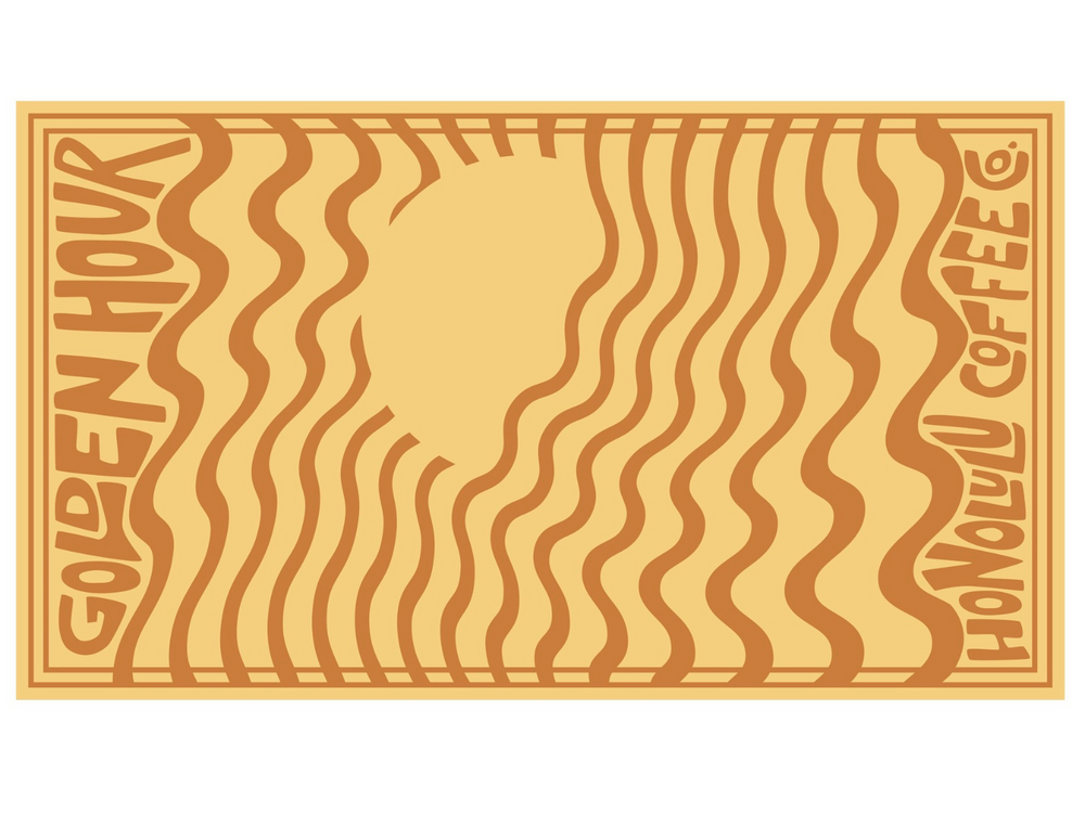 Honolulu Coffee's new "Golden Hour" Turkish towel made by Hoa Kai Surf.