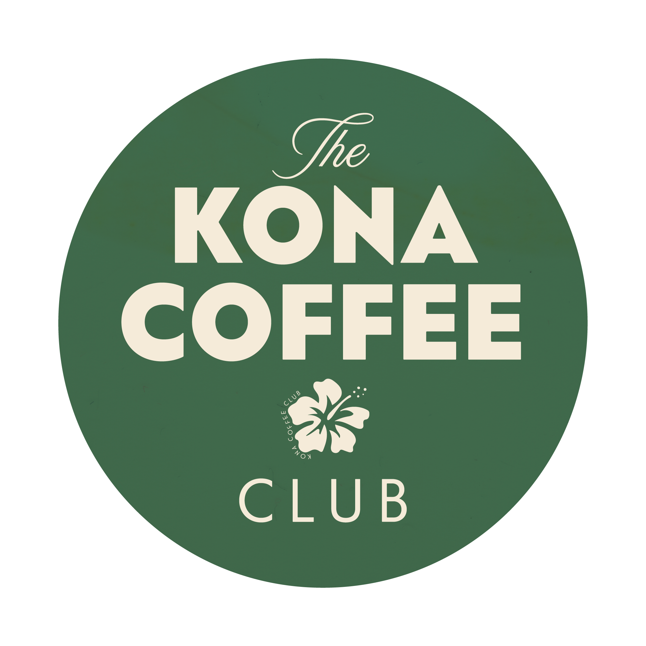 Kona Coffee Club logo with green circle and white text