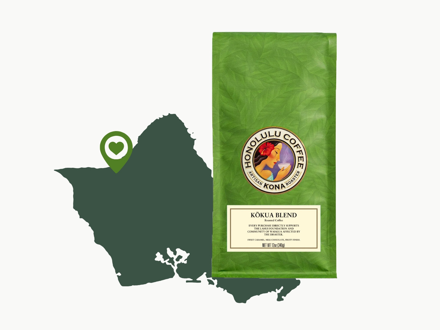 Kokua Blend with map of HAwaii