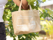 Mini tote with Sue Brew design